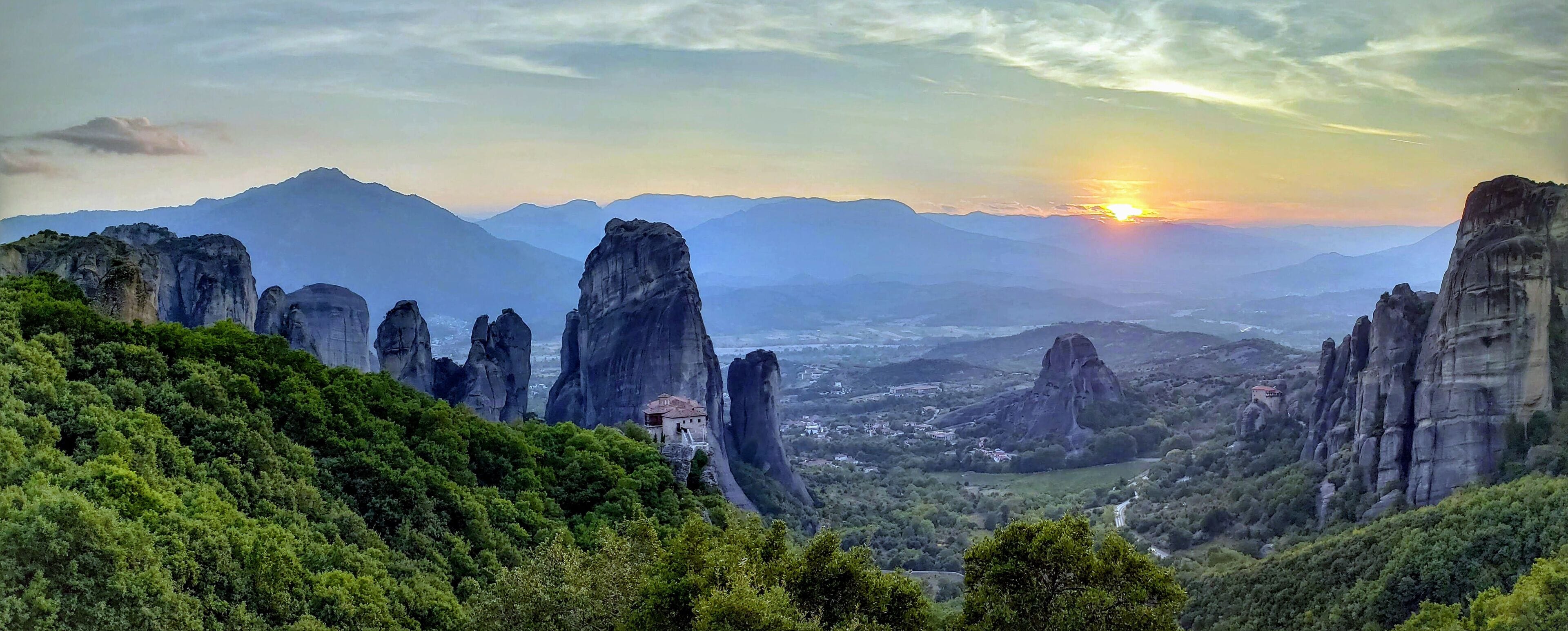 Meteora has very unusual rock formations that at one time contained over 600 monasteries. It looks other worldly. It is a great place to visit in Greece.