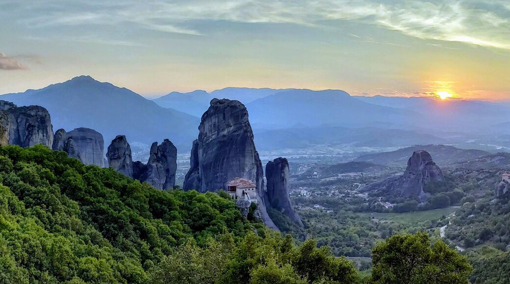 Meteora has very unusual rock formations that at one time contained over 600 monasteries. It looks other worldly. It is a great place to visit in Greece.