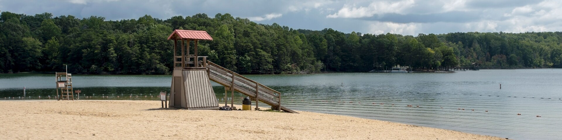 Empty state park beach on Smith Mountain Lake in Virginia.