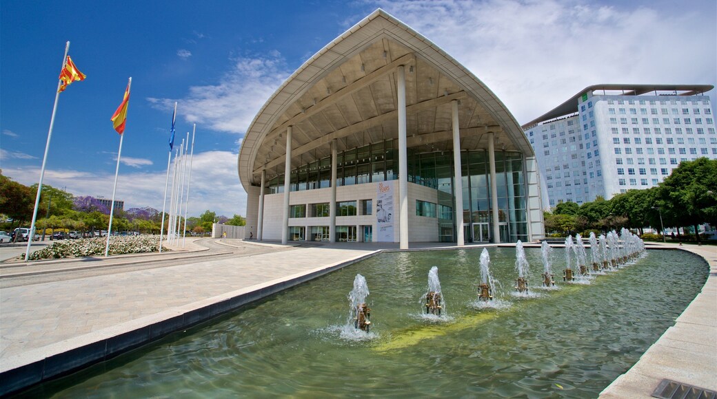 Valencia Conference Centre featuring a fountain and modern architecture