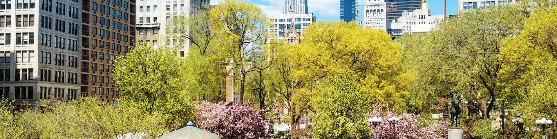 High view of Union Square and the Empire State Building