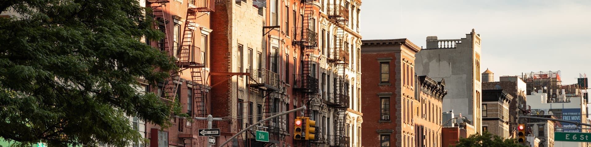 East Village which includes street scenes and a city