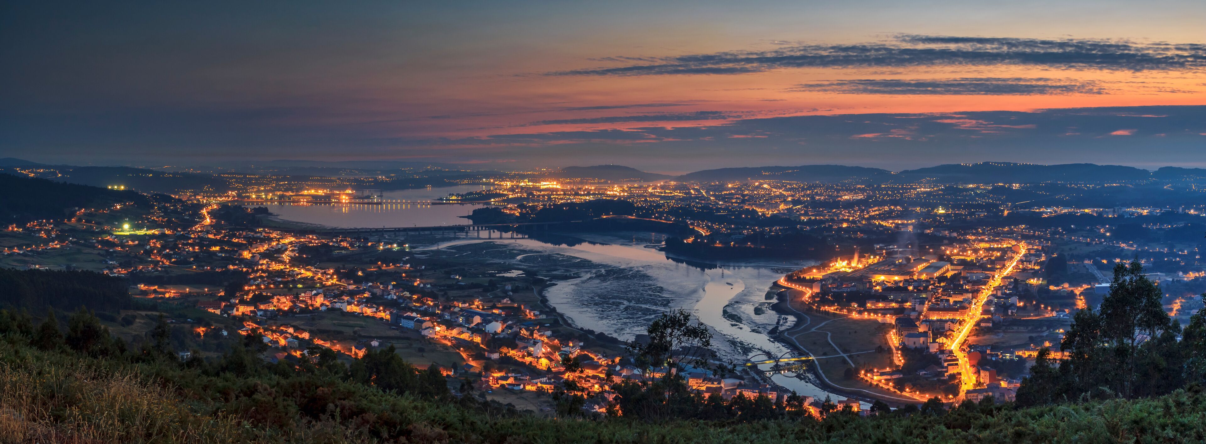 Ferrol Estuary Panorama Galicia Spain