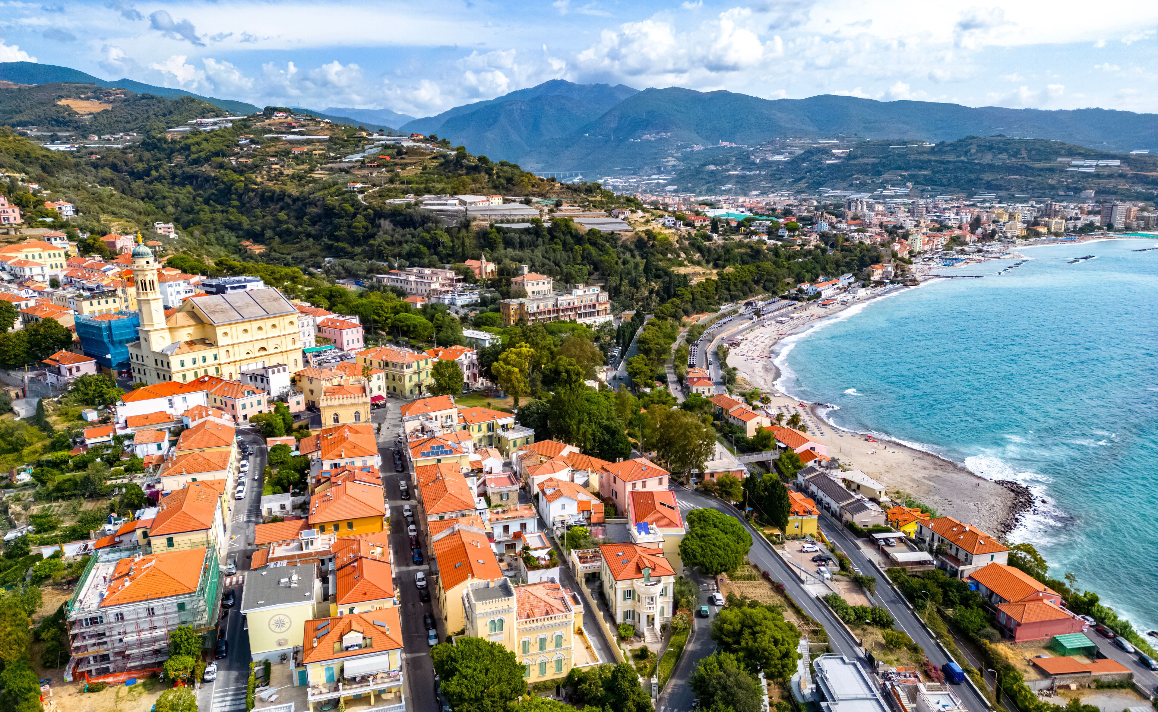 View of Bussana and Arma di Taggia, Liguria, Italy