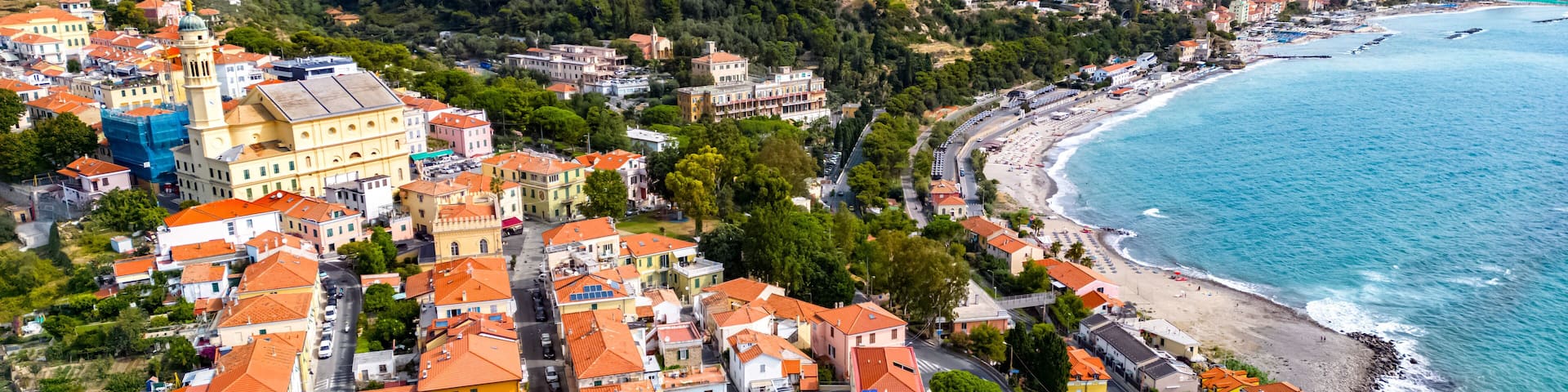 View of Bussana and Arma di Taggia, Liguria, Italy