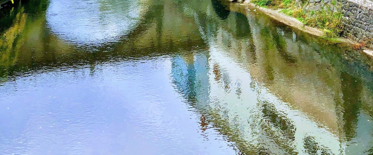 Nice reflection of the houses near Stone Bridge