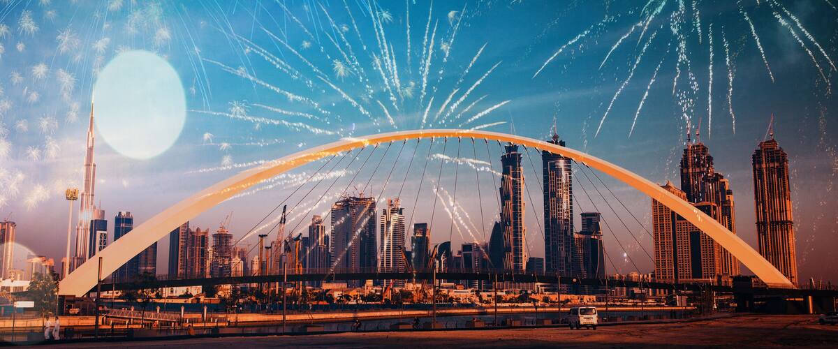 fireworks over Dubai New Year celebrations in UAE