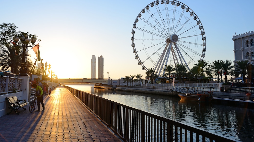Al Qasba canal and Eye of the Emirates wheel in Sharjah