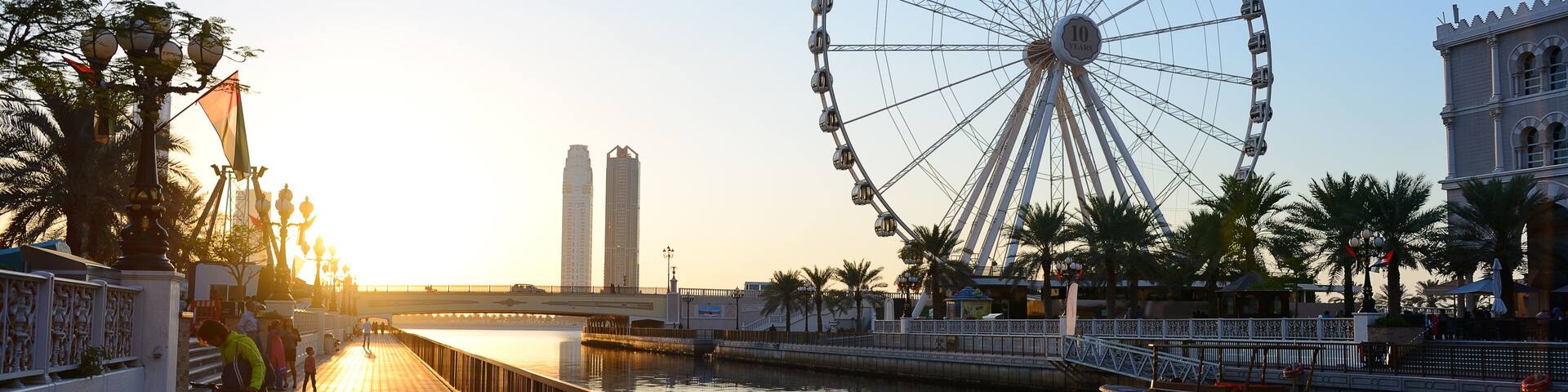 Al Qasba canal and Eye of the Emirates wheel in Sharjah