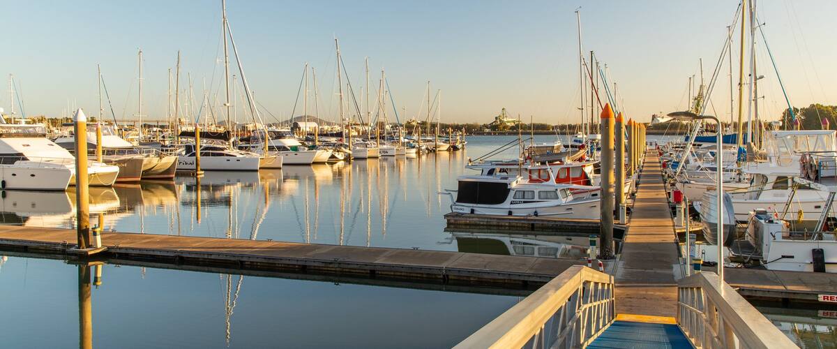 Gladstone Marina featuring a sunset and a bay or harbor