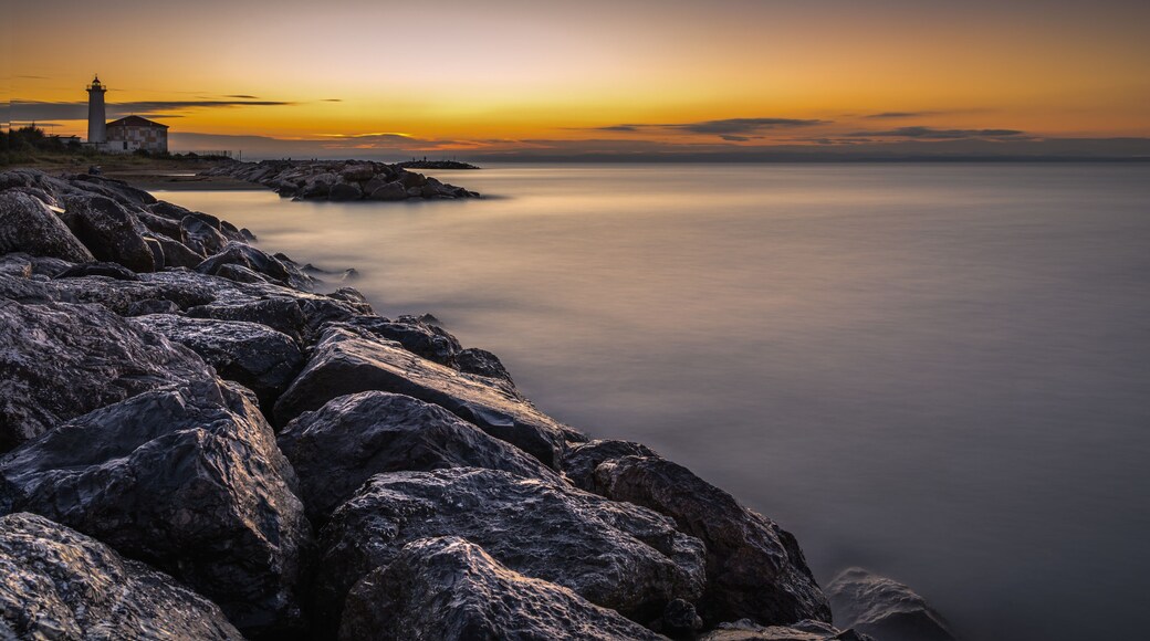 summer sunrise over the bibione lighthouse, Bibione, San Michele al Tagliammento, Venice, Italy