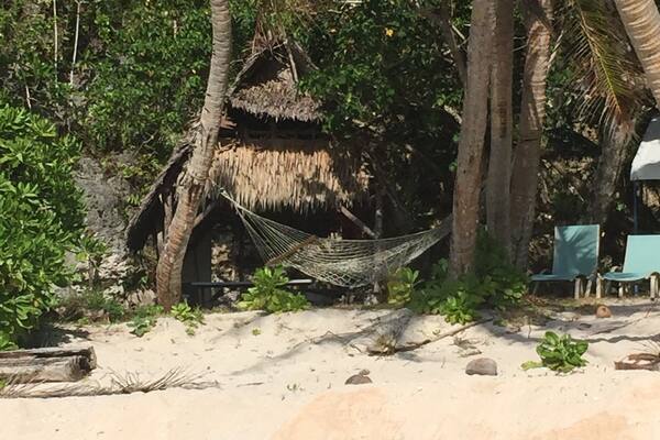 A small hut on one of the private beaches near Ritidian Point.