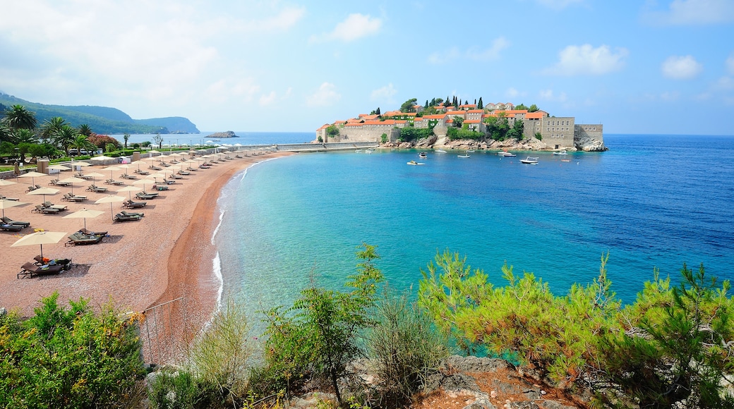 Landscape with Sveti Stefan island in Montenegro