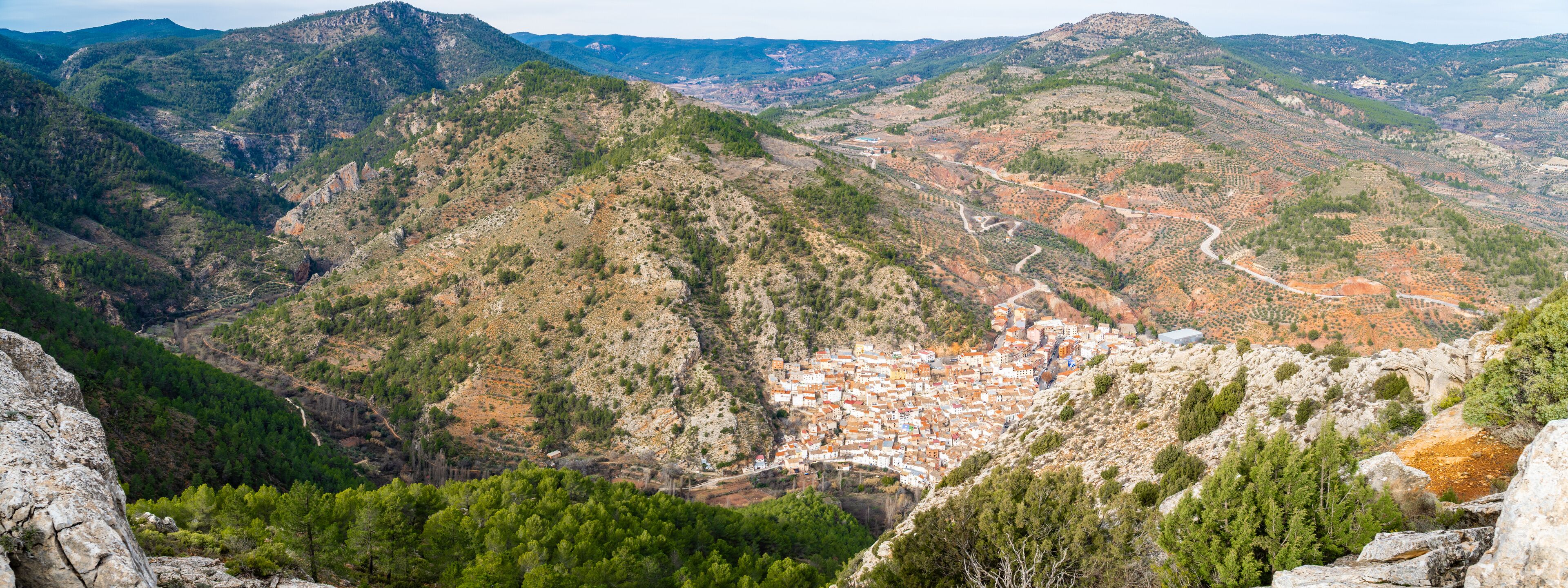 Aerial view to Bogarra village, in Castilla la Mancha (Spain)