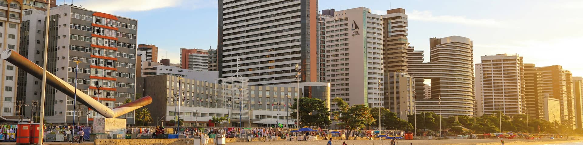 Beach goers at Beira-Mar in Fortaleza, Ceara, Brazil late in the afternoon. August 12, 2014.
