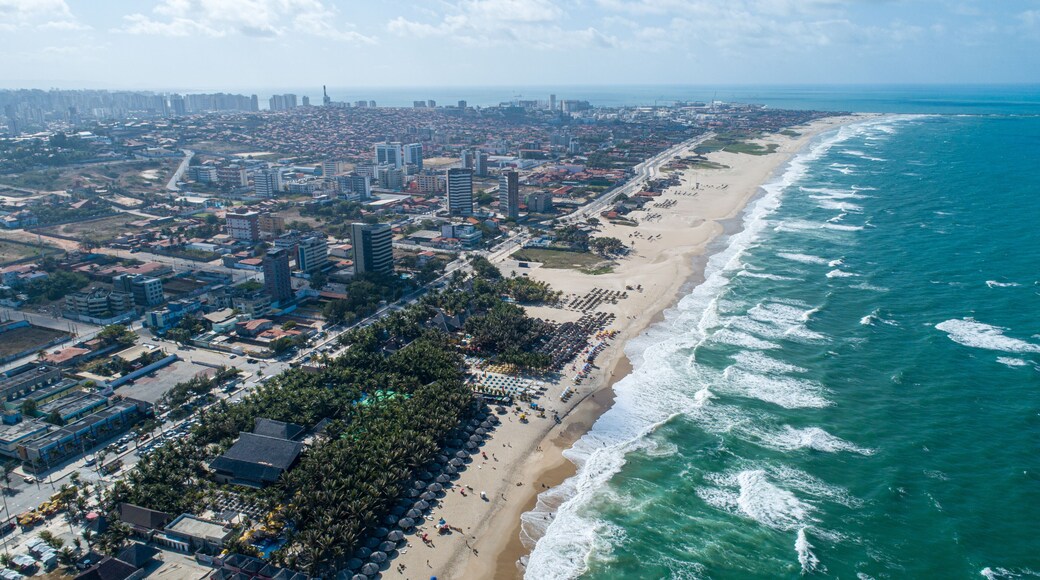 Aerial view of the most famous beach of Fortaleza / Brazil. "Praia do Futuro" tropical beach.