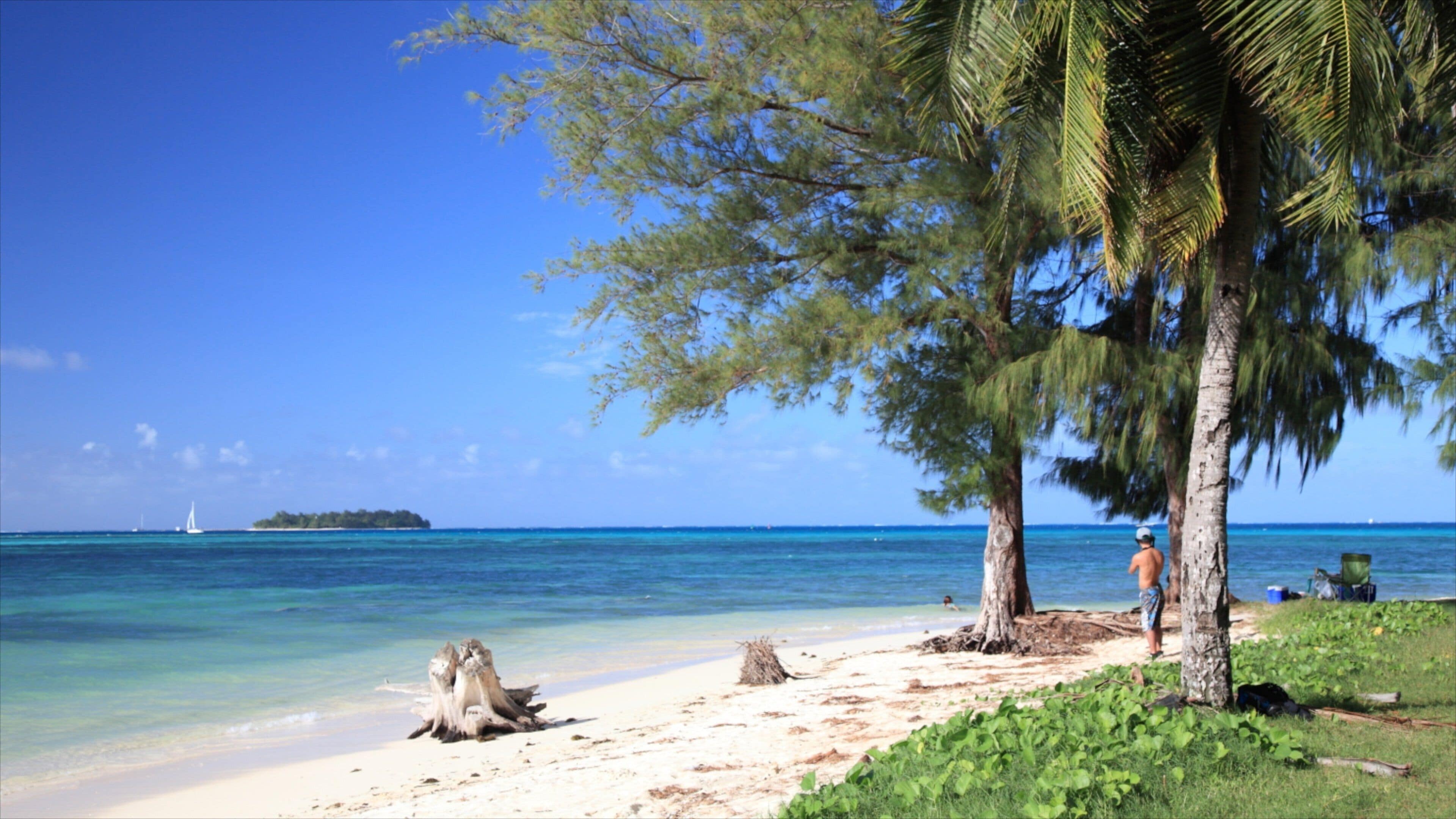 Saipan showing a sandy beach