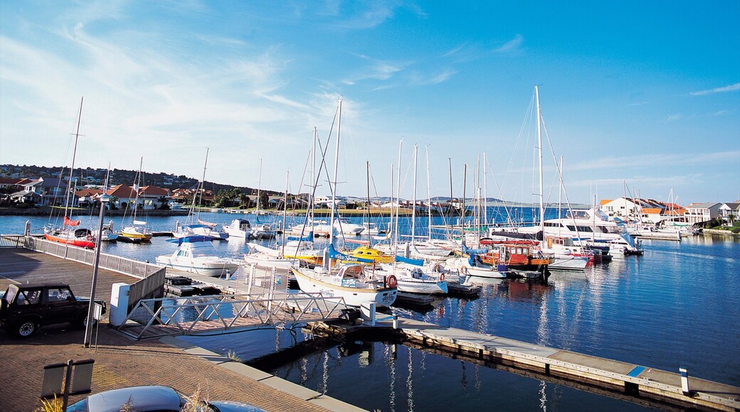Port Lincoln toont een kuststadje, een jachthaven en varen