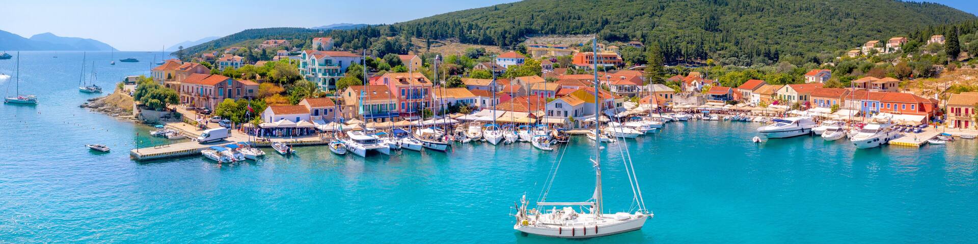 Picturesque Fiskardo village in Kefalonia island, Greece