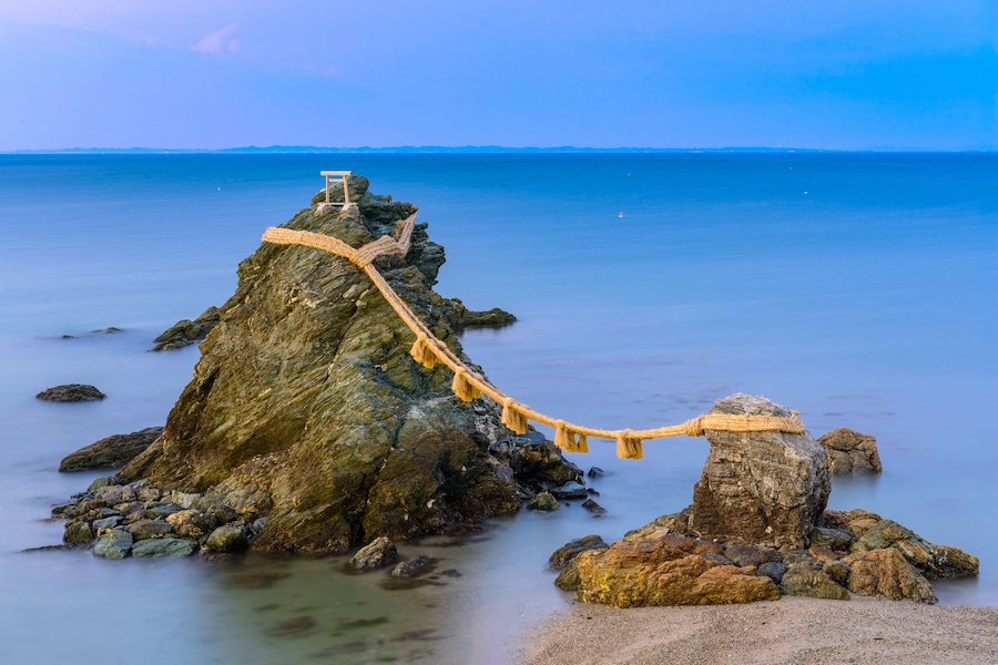 Meoto Iwa Wedded Rocks of Ise, Japan.