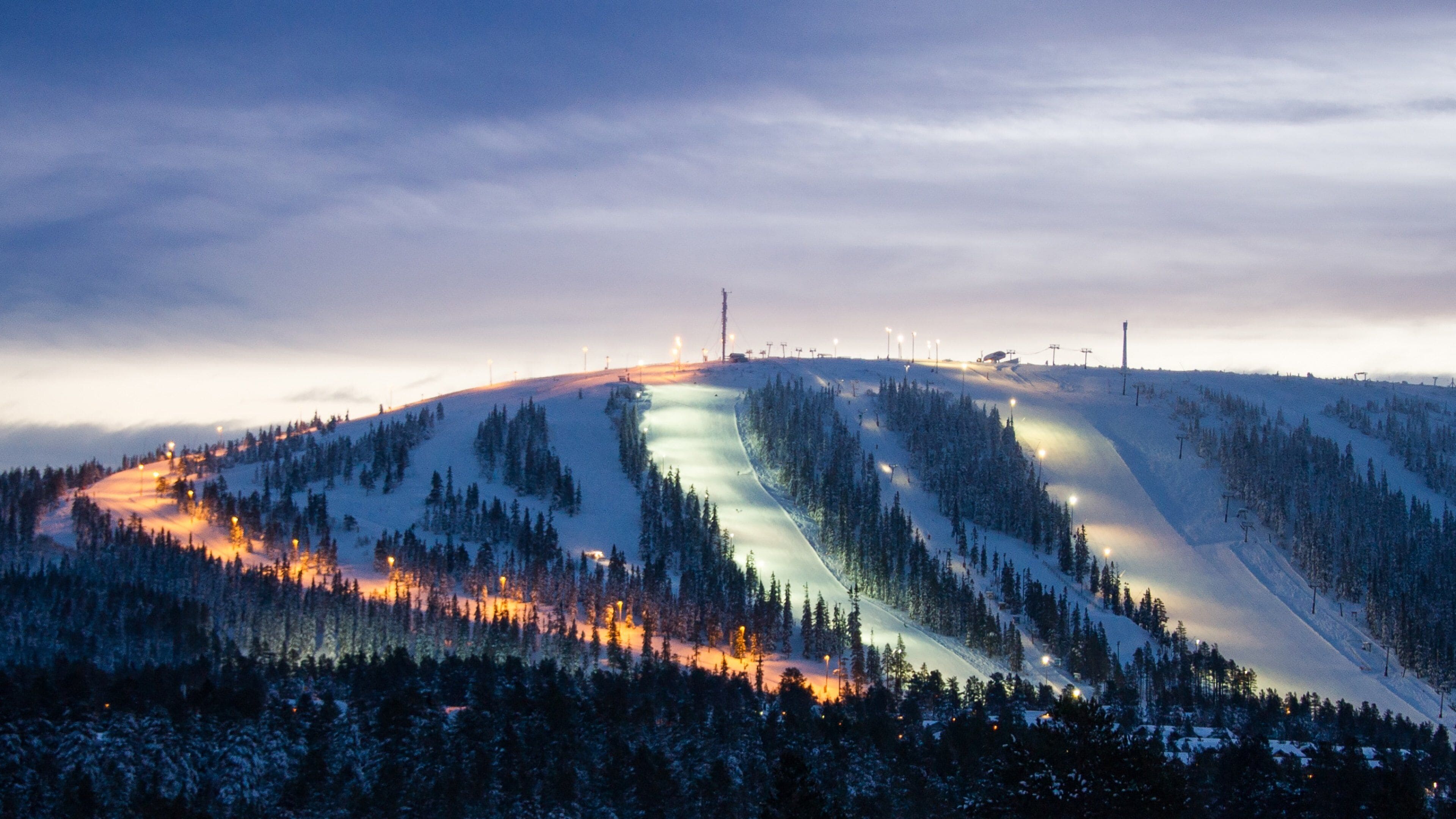 Sälen das einen bei Nacht und Schnee
