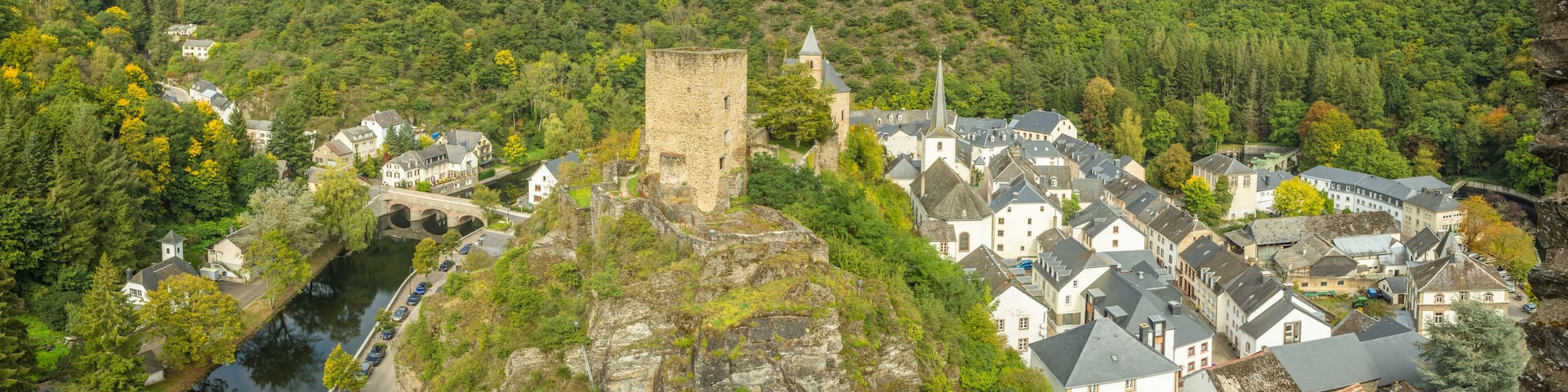 Scenic view of Esch sur sure town in Luxembourg in summer