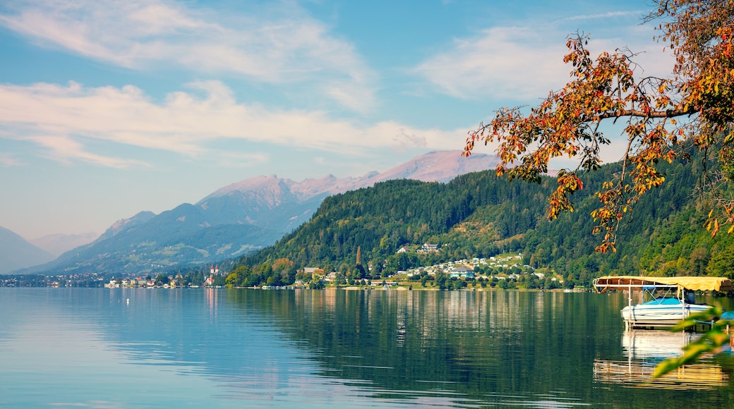 View of mountain lake in autumn. Millstatt am See, Lake Millstatt in Carinthia Austria Europe