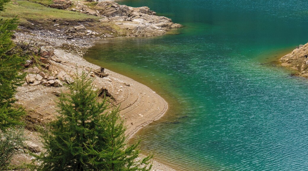 Walking around Lago di Pian Palù (1800 m). in the Parco nazionale dello Stelvio (Italy).