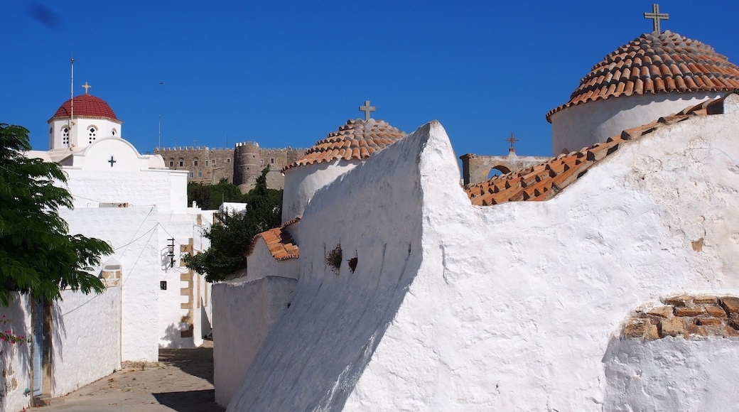 View of Monastery of St. John (Unesco) on the island of Patmos, Greece.