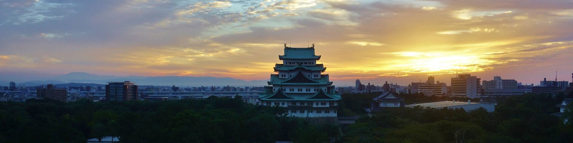 The Nagoya Castle at sunrise in Japan
