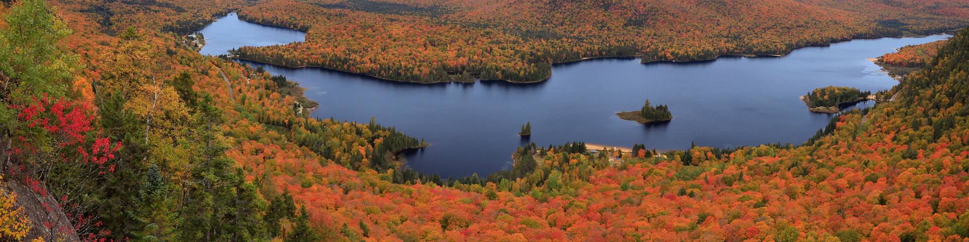 Mont Tremblant National Park panoramic view with autumn colors, Canada