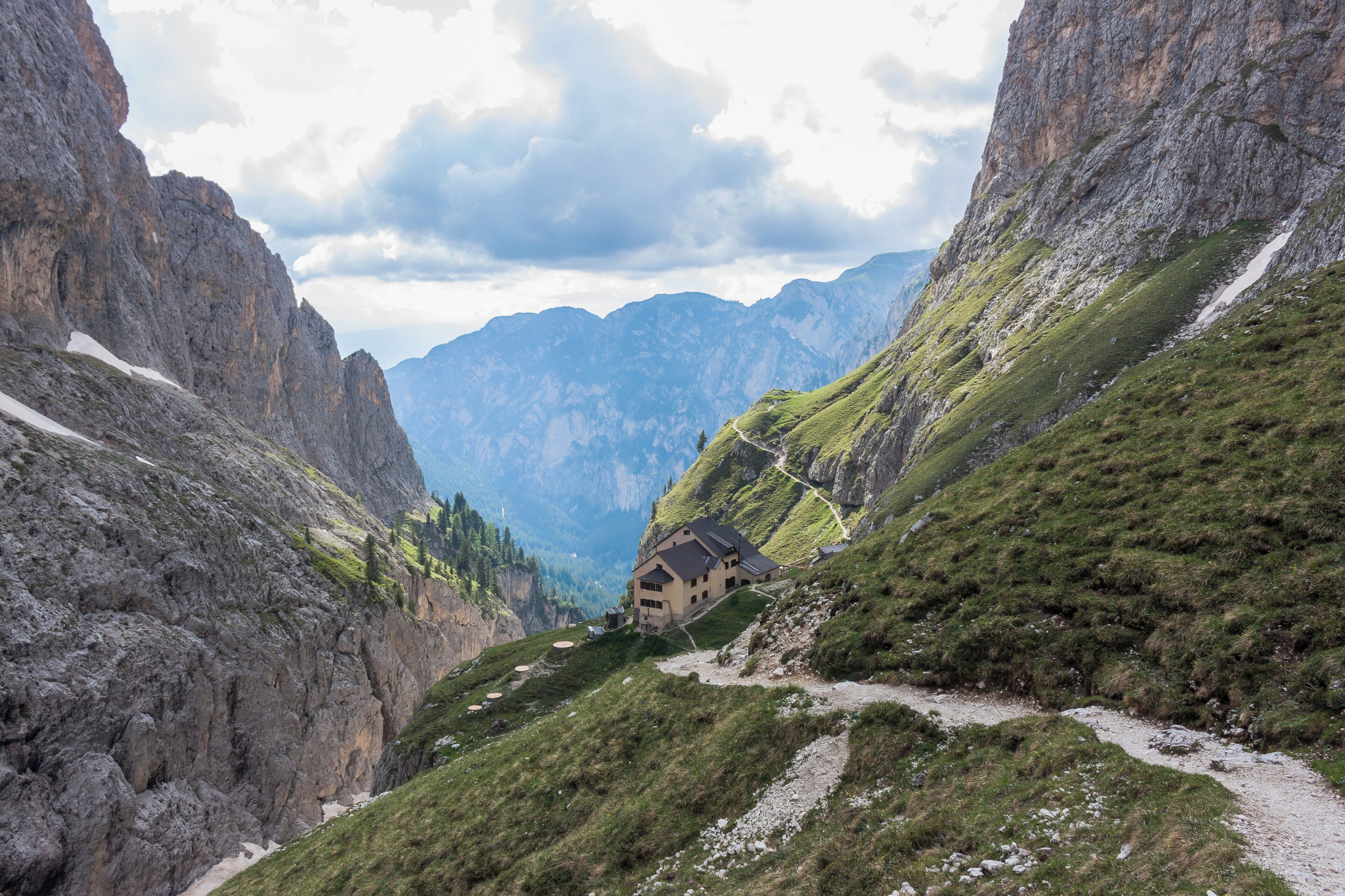 The Grasleitenhütte is a refuge situated in the Rosengarten group in the Dolomites of South Tyrol. It was built in 1887 by the Leipzig section of the German-Austrian Alpine Club.