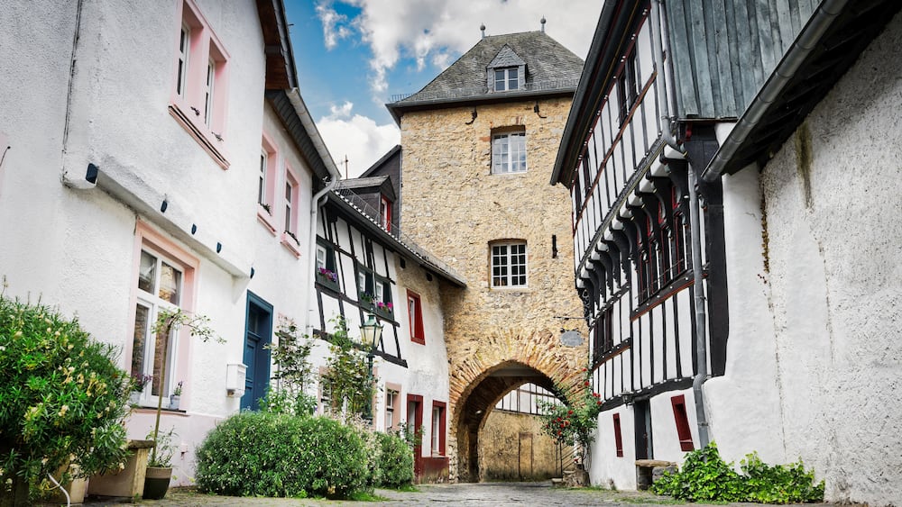 alley to the Hirtentor in the historic town center of Blankenheim in the eifel region