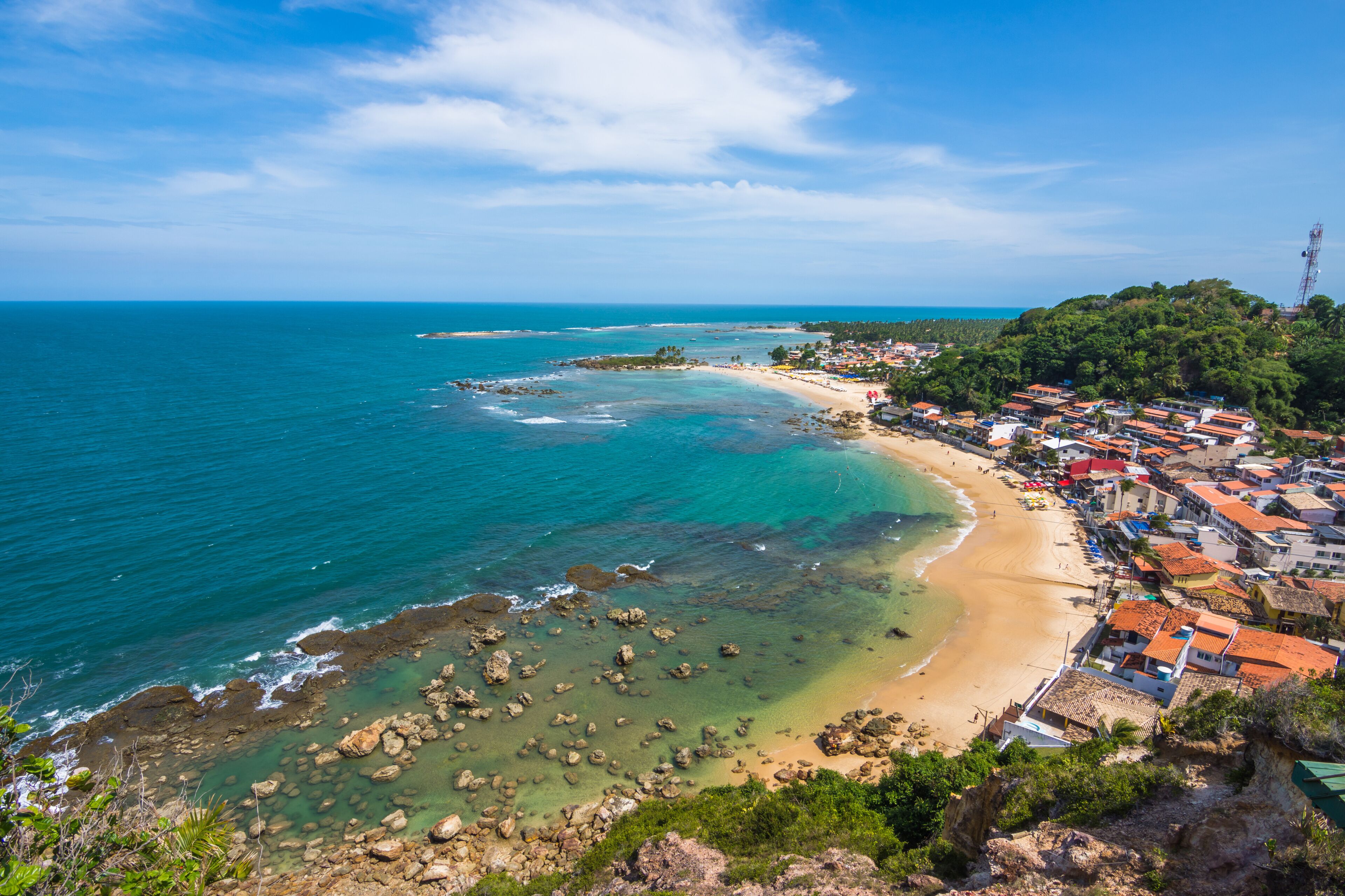 View of the beautiful First Beach (Primeira Praia) from a viewpoint at Morro de São Paulo - Morro de São Paulo, Bahia, Brazil