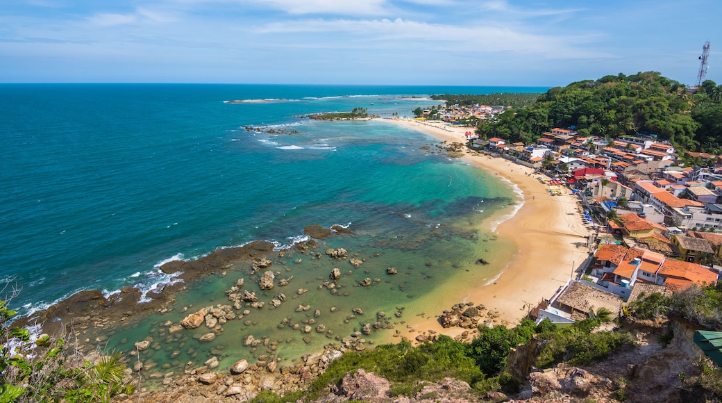 View of the beautiful First Beach (Primeira Praia) from a viewpoint at Morro de São Paulo - Morro de São Paulo, Bahia, Brazil