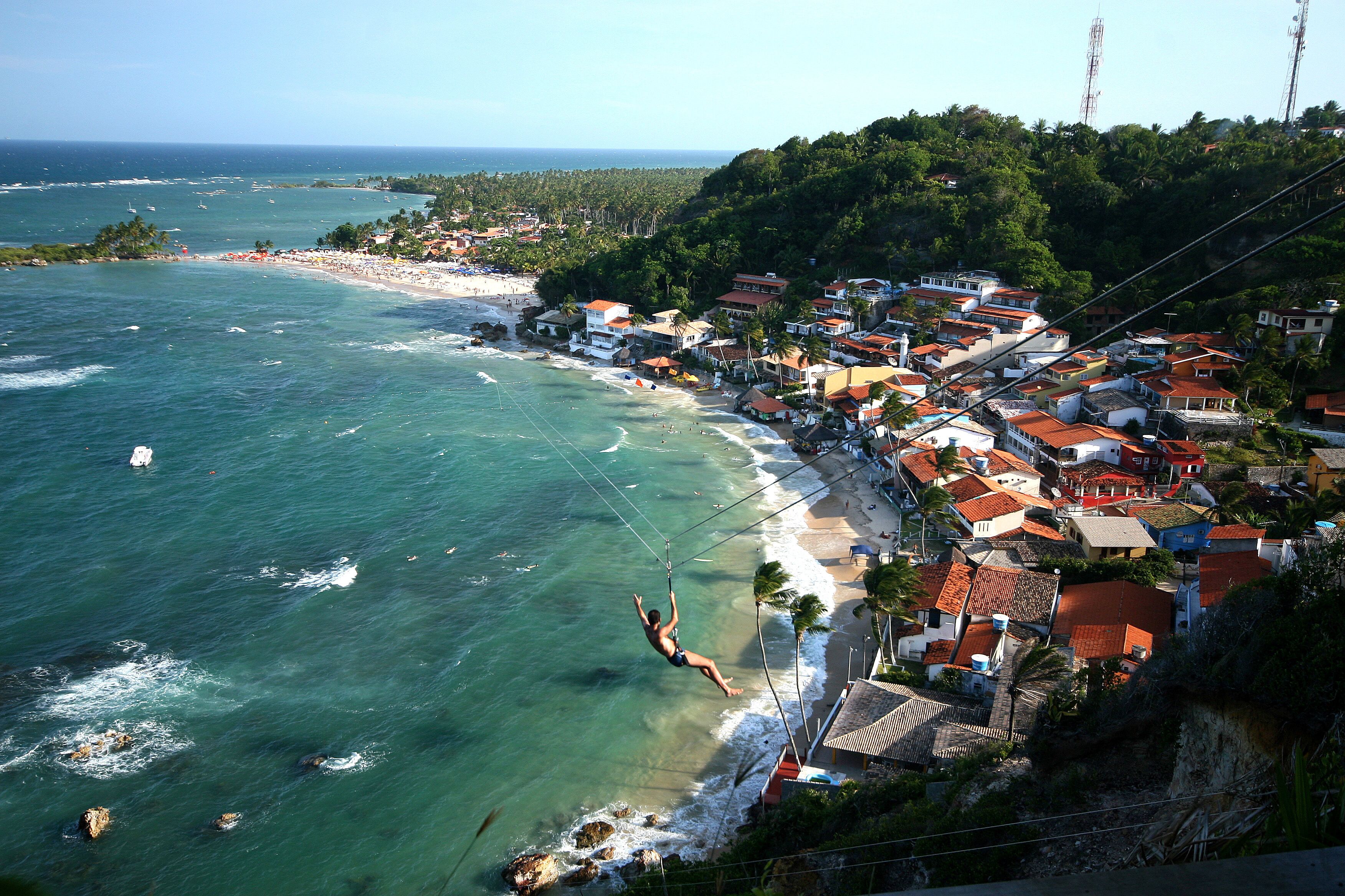 View of the first, second and third beach from the lighthouse. Morro de Sao Paulo. Brazil.