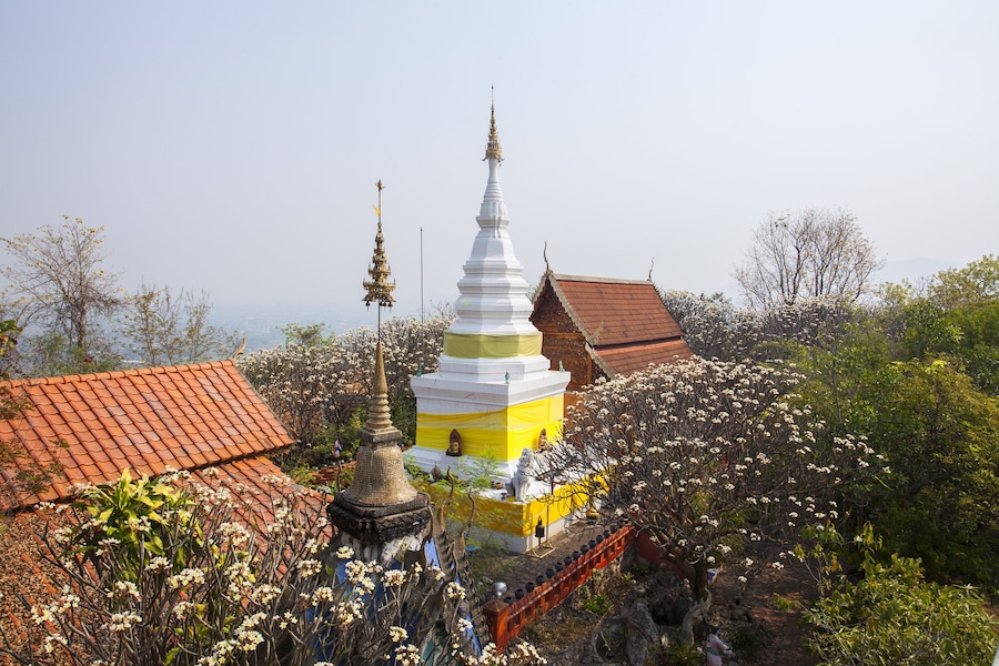 White Pagoda Wat Phra That Doi Hang Bat,Holy place.Ban Thi District, Lamphun Province Thailand.