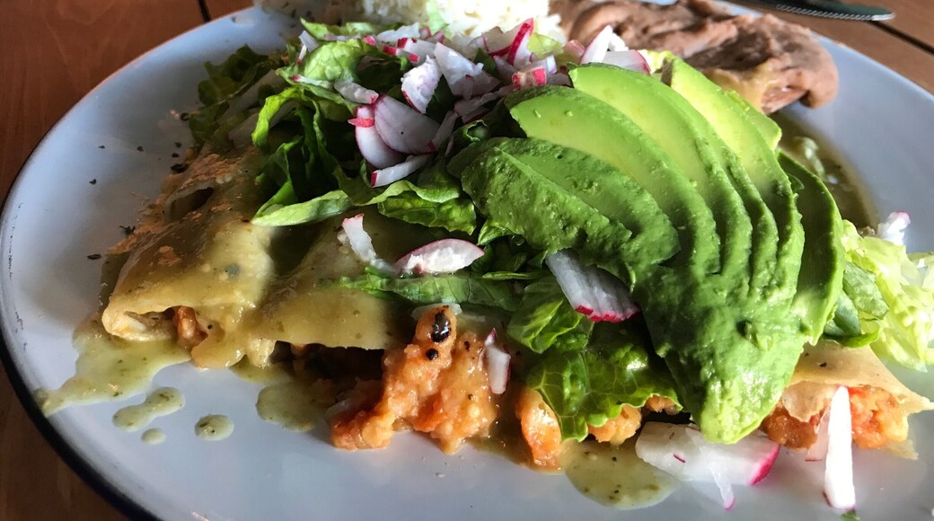 Love seafood? Don't miss this spot (second location in Cacho). You can find your traditional baja seafood items tacos, ceviche, aguachilies and a whole list of items like these shrimp enchiladas. And for you dog lovers... dog friendly if your dog is friendly.