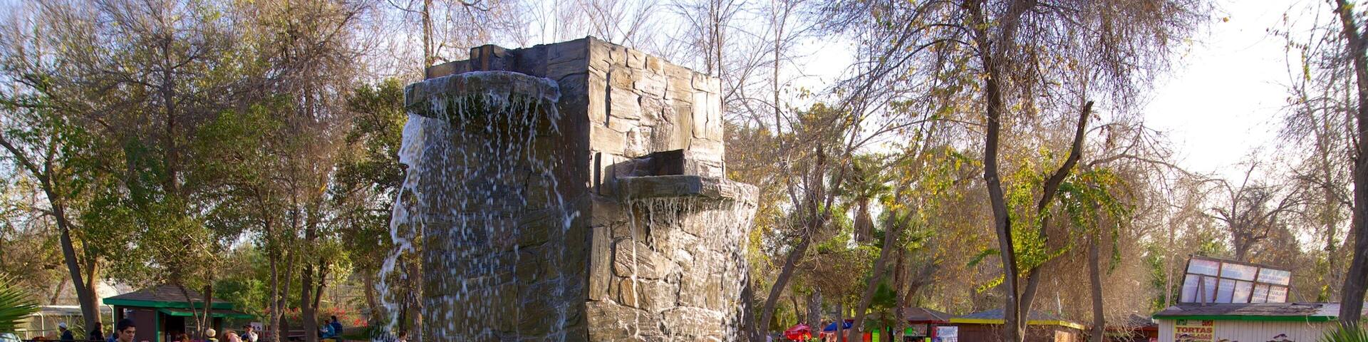 Parque Morelos showing a pond, a garden and a fountain