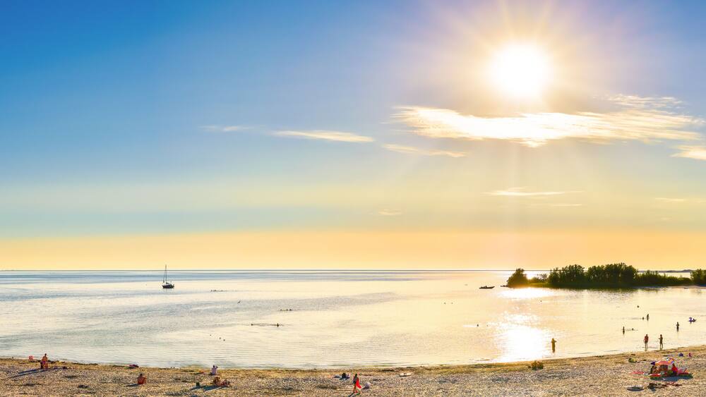 The IJsselmeer in the Netherlands with the beach of Makkum