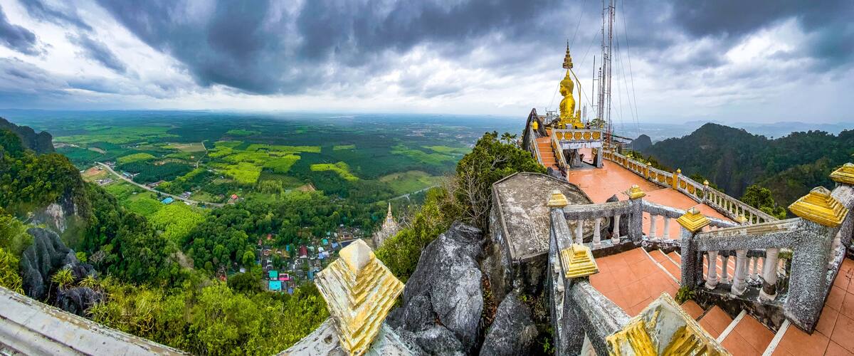 Aerial view of Wat Tham Suea or Tiger Cave Temple in Krabi, Thailand