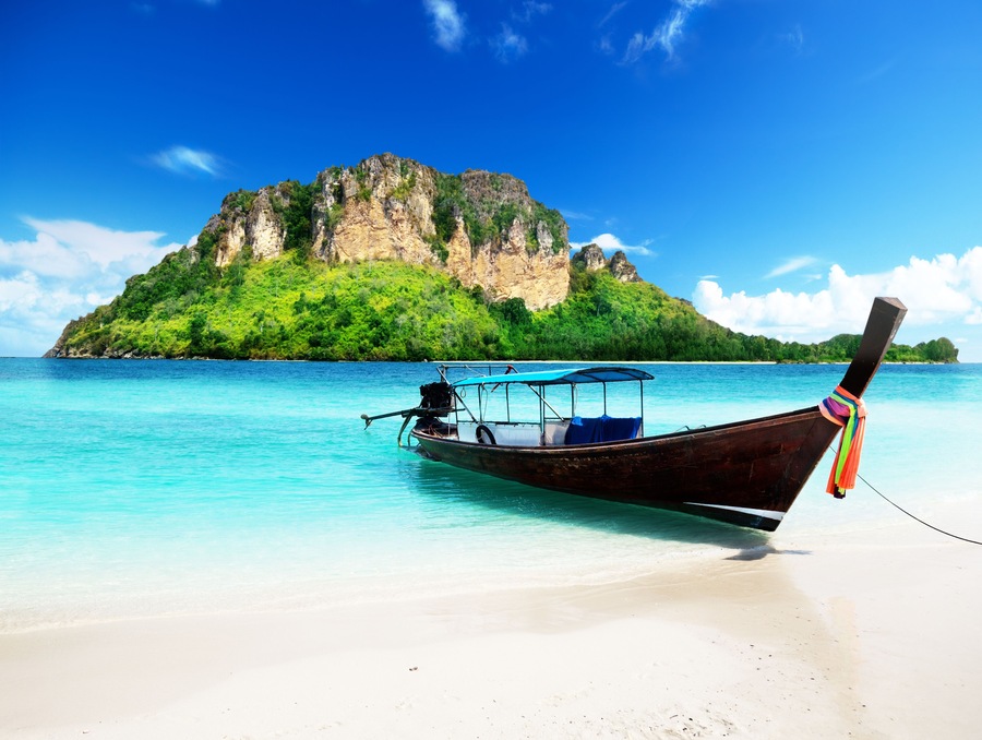 long boat and poda island in Thailand; Shutterstock ID 80891872