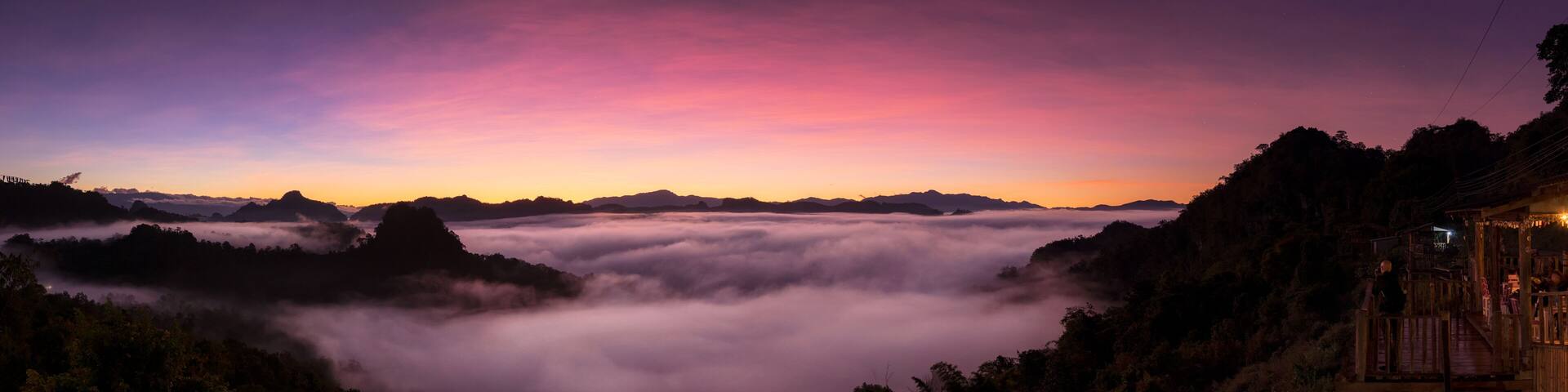Mountain landscape and morning mist.