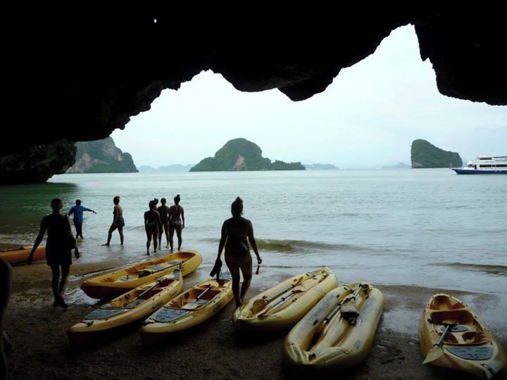 Sea kayaking, cave exploring