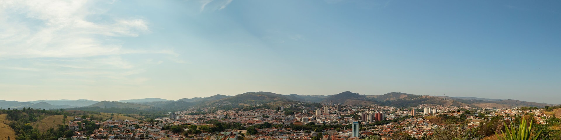 Panoramic aerial view of the city of Amparo, a city in São Paulo, Brazil
