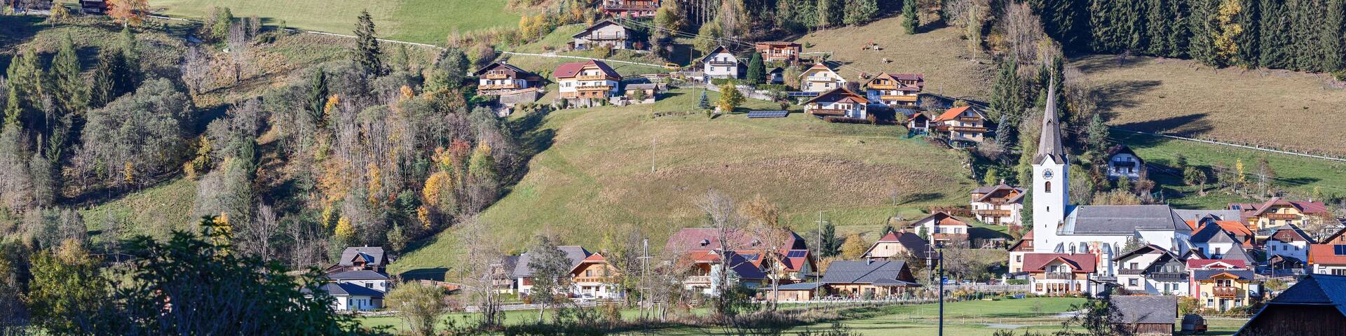 Beautiful mountain landscape. Village St. Margarethen in the municipality of Reichenau. State of Carinthia, Gurktal Alps, Austria