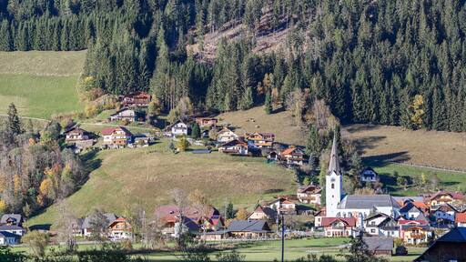 Beautiful mountain landscape. Village St. Margarethen in the municipality of Reichenau. State of Carinthia, Gurktal Alps, Austria