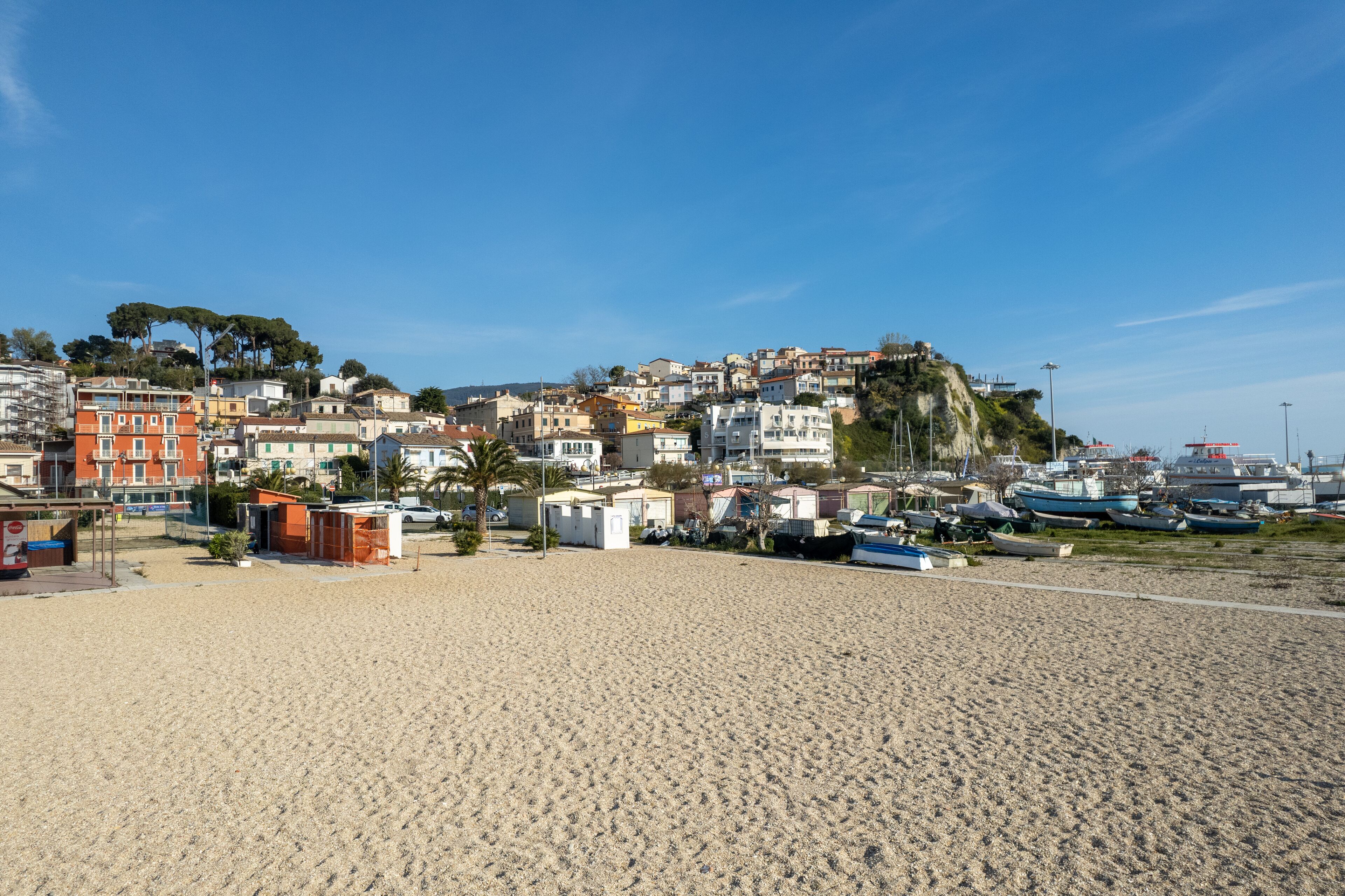 Aerial view of Numana town , Conero Mount, Adriatic Sea in Le Marche region, Italy , Europa