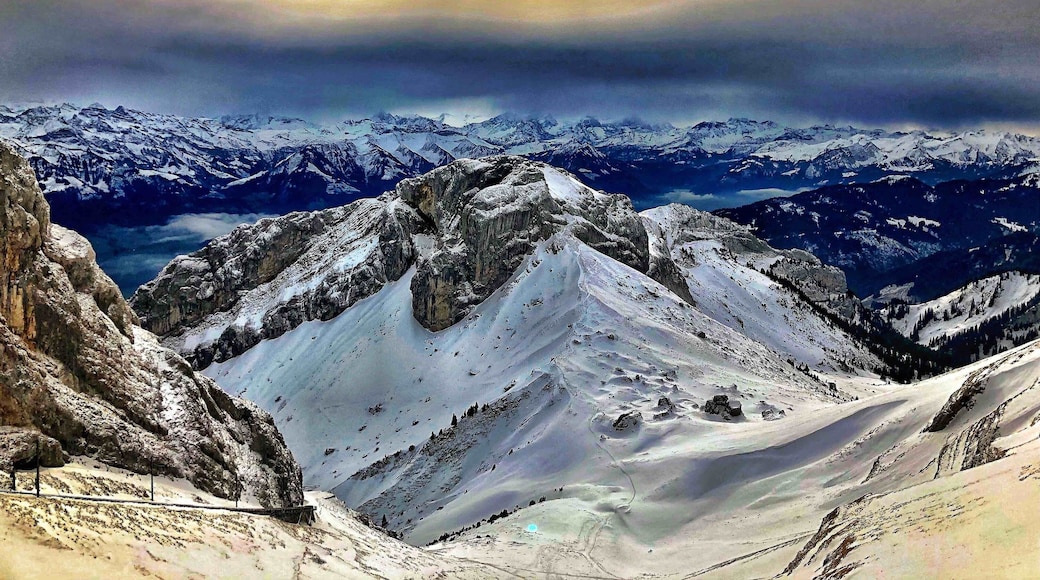 From the top of Mt. Pilatus, Switzerland.
The gondola ride to the top is so worth it!