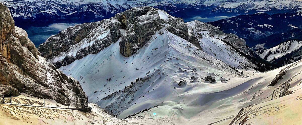 From the top of Mt. Pilatus, Switzerland.
The gondola ride to the top is so worth it!
